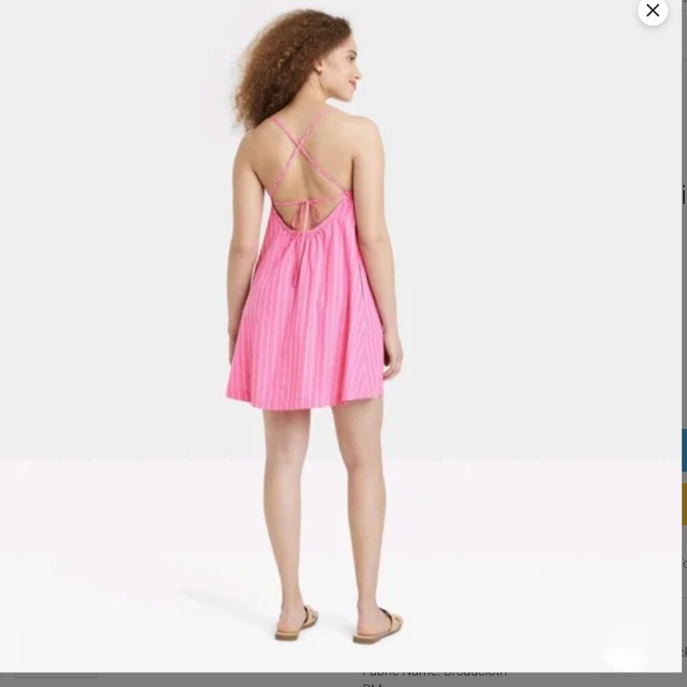 Women's Sleeveless Shift Mini Dress/ Coverup Barbie Pink- Striped Size: XL